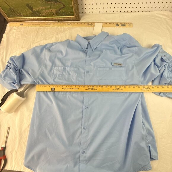 Columbia PFG Light Blue Shirt XXL Vented Button Up Pockets Fishing Outdoor - Picture 7 of 10